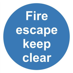 Fire Escape Keep Clear Sign 200mm x 200mm