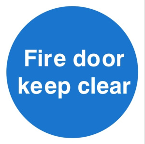 Fire Door Keep Clear Sign 100mm x 100mm
