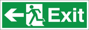Self Adhesive PVC Exit Left Running Man Sign 100x300mm