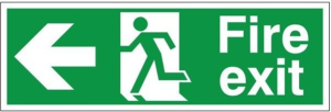 Self Adhesive PVC Fire Exit Left Running Man Sign 600x200mm