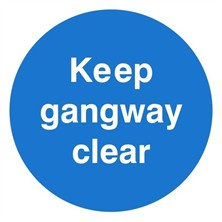 Keep Gangway Clear Sign Self Adhesive Vinyl Sticker 100mm x 100mm