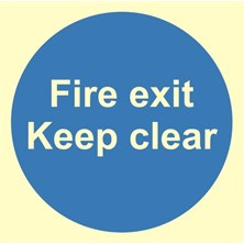 Luminous Fire Exit Keep Clear Sign Self Adhesive Vinyl Sticker 100mm x 100mm