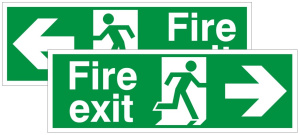 Double Sided Fire Exit Right or Left Foamex Running Man Sign 150x400mm