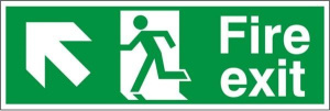 Self Adhesive Fire Exit Up & Left Running Man Sign 600x200mm
