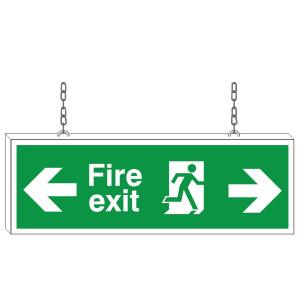 Double Sided Fire Exit Right & Left Foamex Running Man Sign 150x400mm